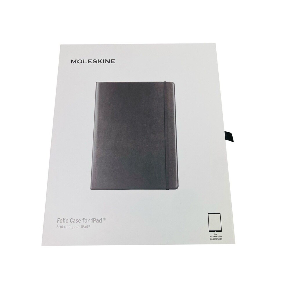 Genuine Moleskine Folio Case iPad 5th 6th Generation Black Synthetic Leather New